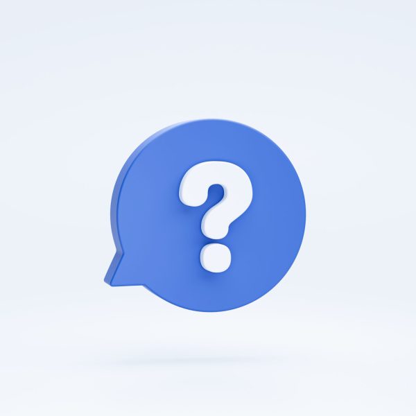 Question mark on bubble speech sign or symbol icon 3d rendering